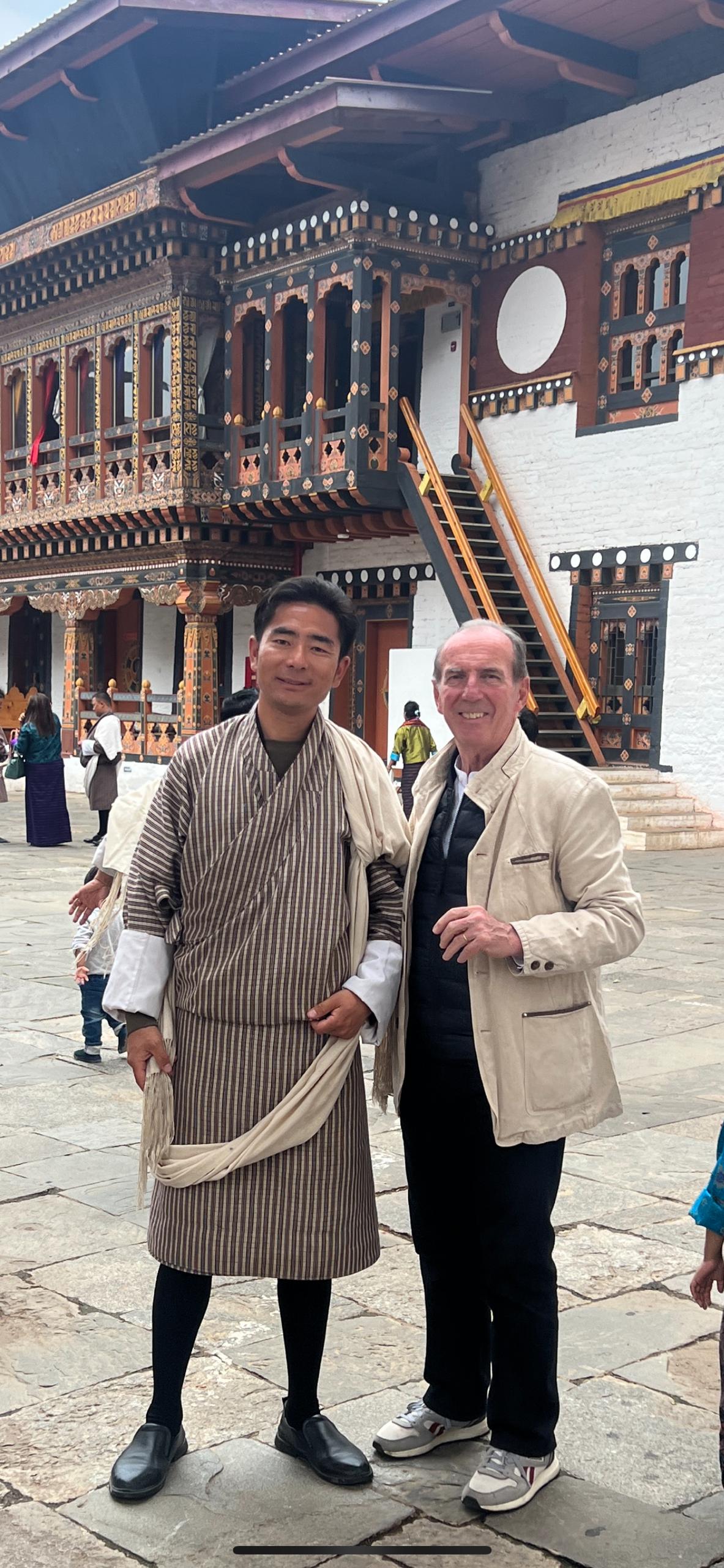 Pem Dorji with travelers in the Punakha valley